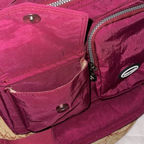 HUAERYOUYUE Burgundy Gray Nylon Crossbody Bag - Picture 8 of 14